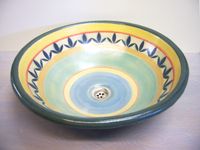 Buntes Keramik-Waschbecken, handgefertigt, bemalt